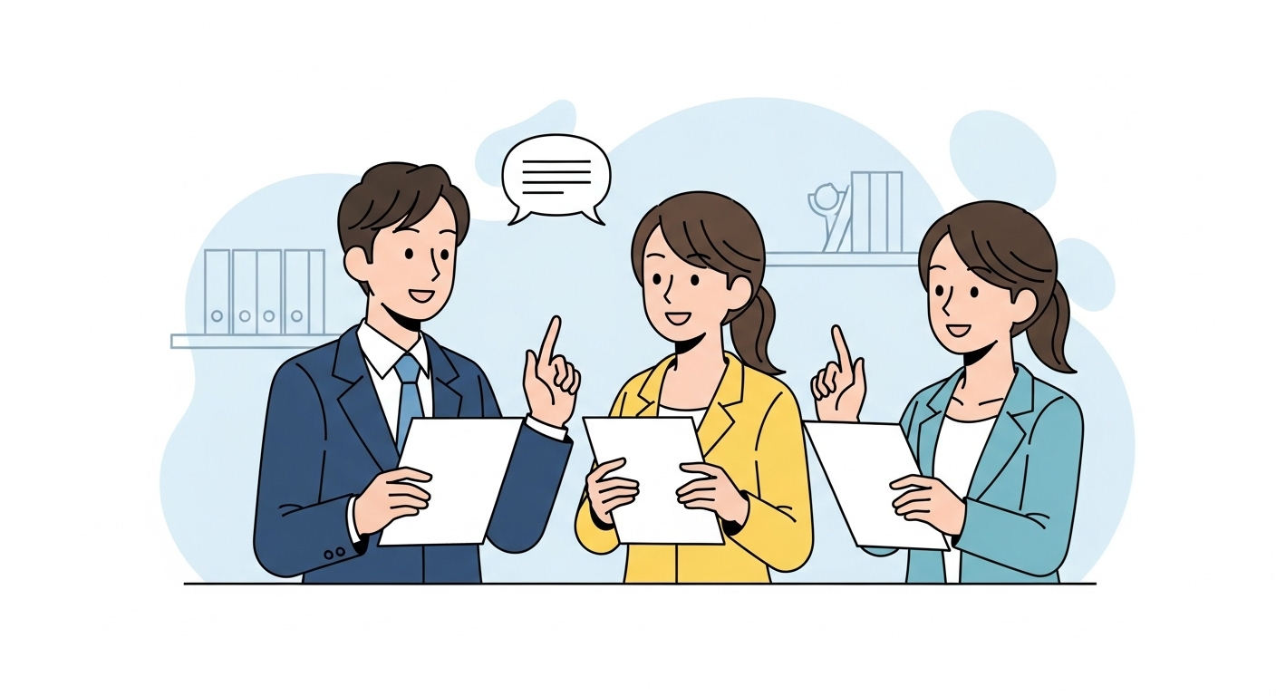 会議で議論する日本人ビジネスパーソン